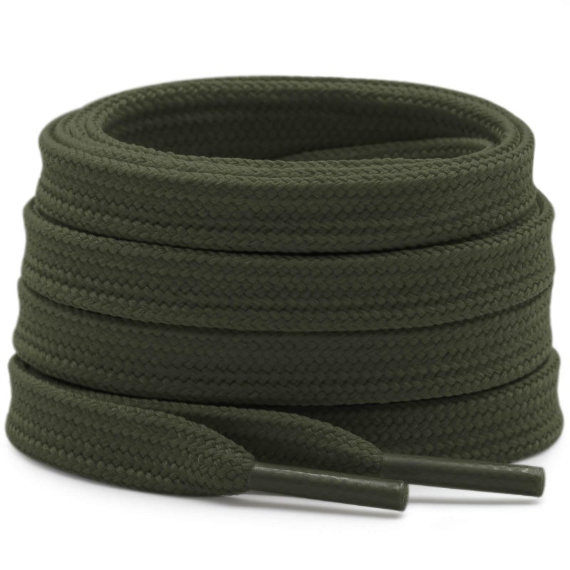 DELELE Solid Flat Shoe Laces: Hollow Thick Army Green Shoelaces for Sneakers 2 Pair 55 inch - Image 1